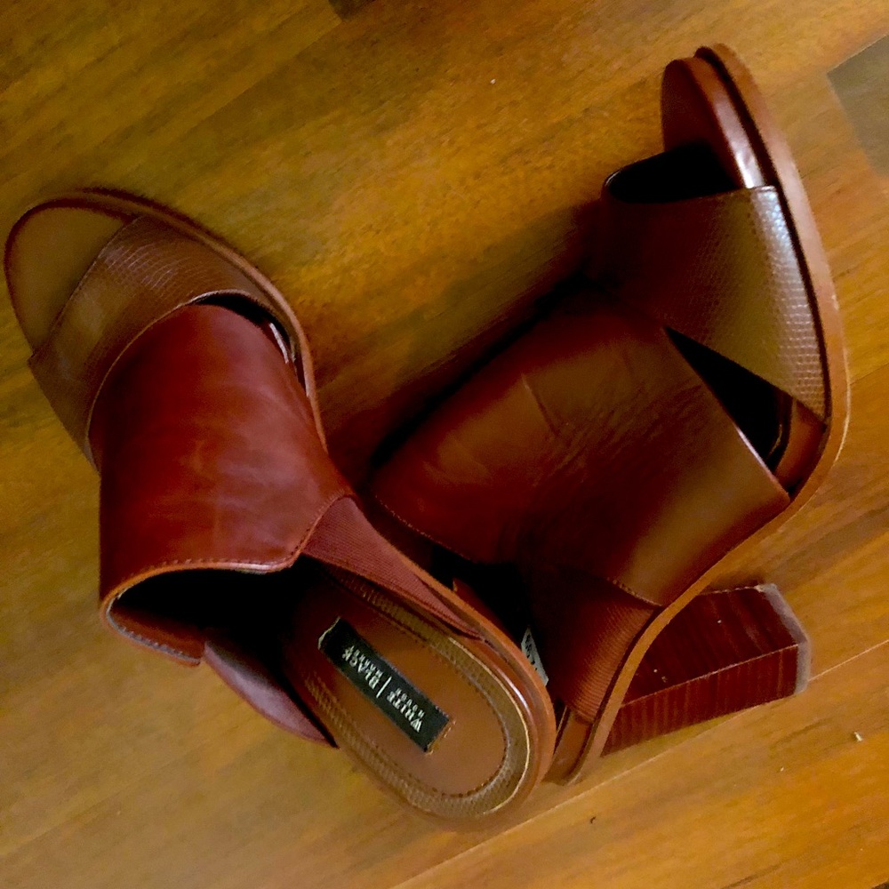 White House-Black Market Cognac Leather Mules
